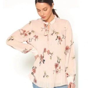 Your Choice of 1 PLEIONE Tie-Neck Pleated Blouse in 4 Colors, Size M, Pre-owned
